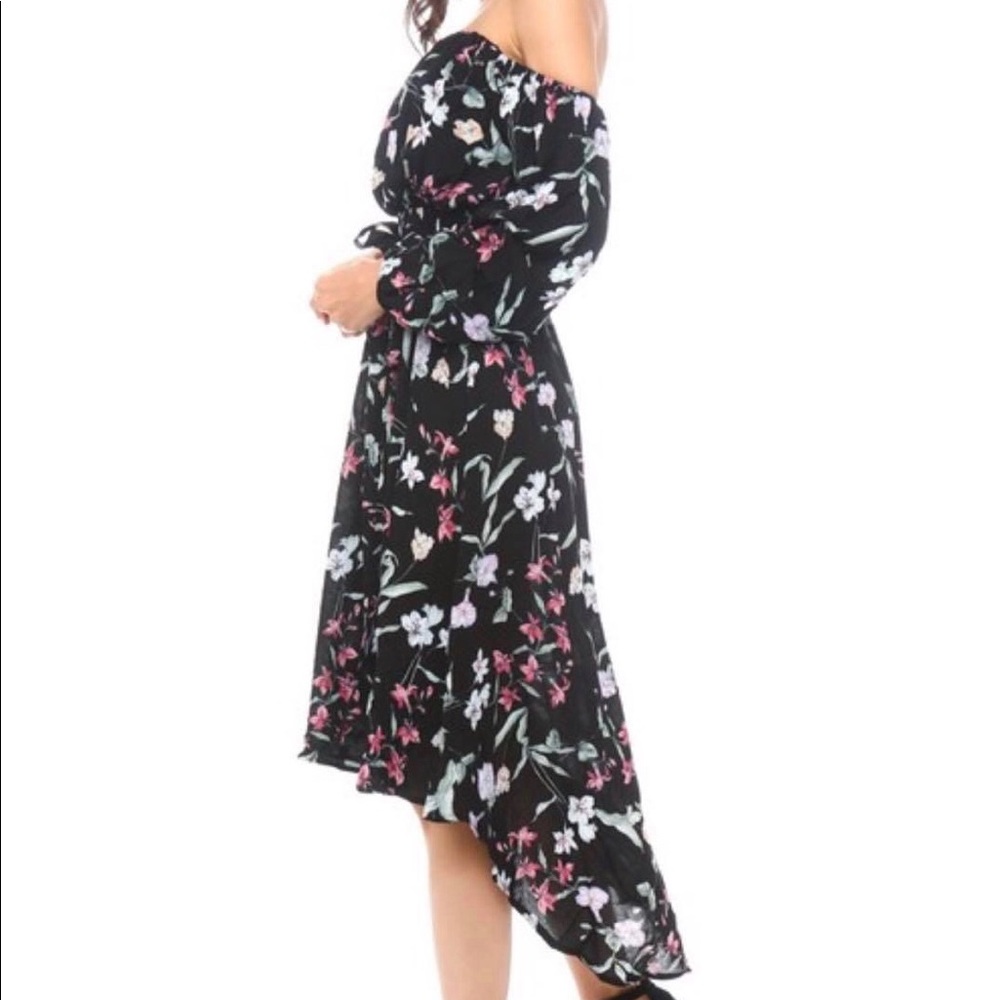High low strapless floral dress